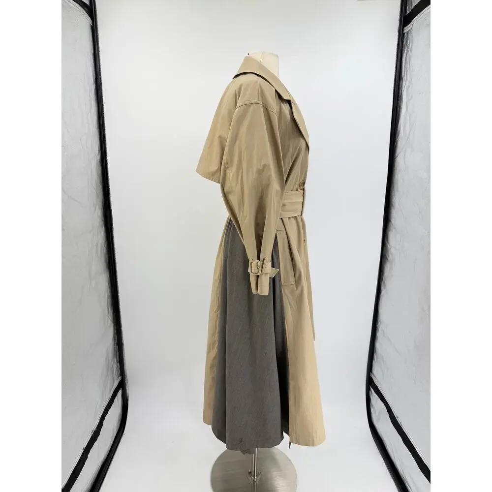 FRAY I.D Double Breasted Trench Coat Oversized Mix Pattern Japanese Minimalism S - Picture 7 of 16